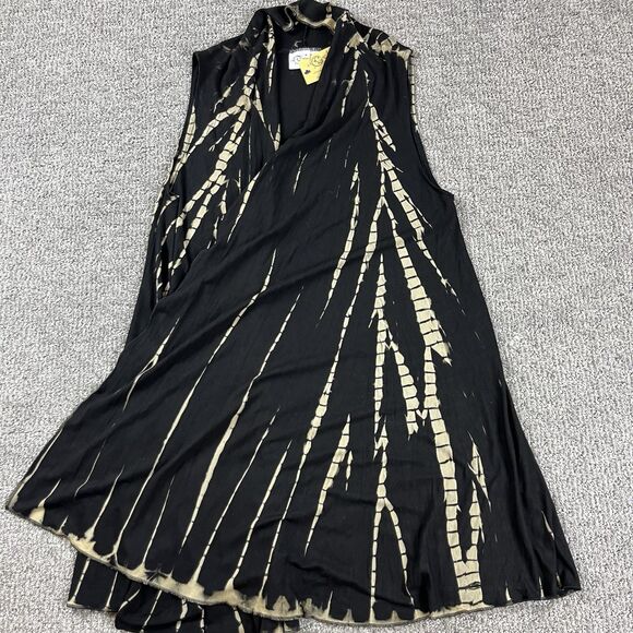 La Luna Loca Vest Womens Medium Felina Tie Dye Lagenlook Bohemian Black - Picture 3 of 10